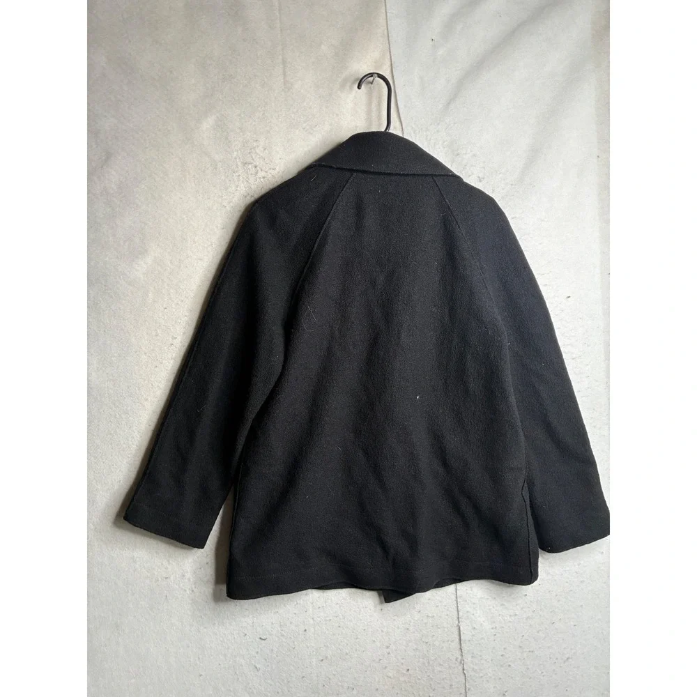Banana Republic Mens Black 100% Wool Double Breasted Pea Coat Jacket Small
